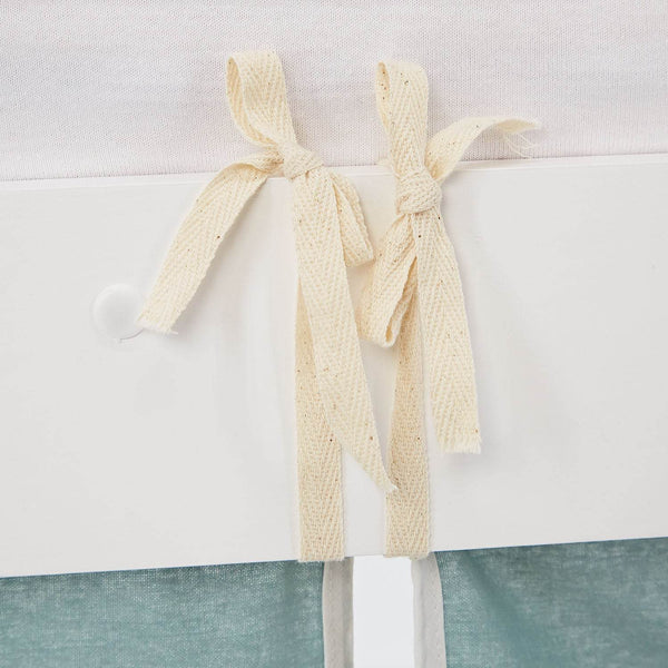 Hochbett 90x200 cm mit Lattenrost Kinderbett Vorhang Grün Mintgrün Weiss