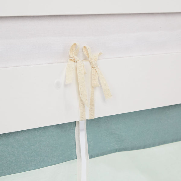 Hochbett Kinder 90x200 cm Weiss mit Vorhang in Mintgrün | mit Lattenrost und Matratze