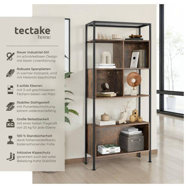 Regal Hastings Industrial Holz dunkel, rustikal