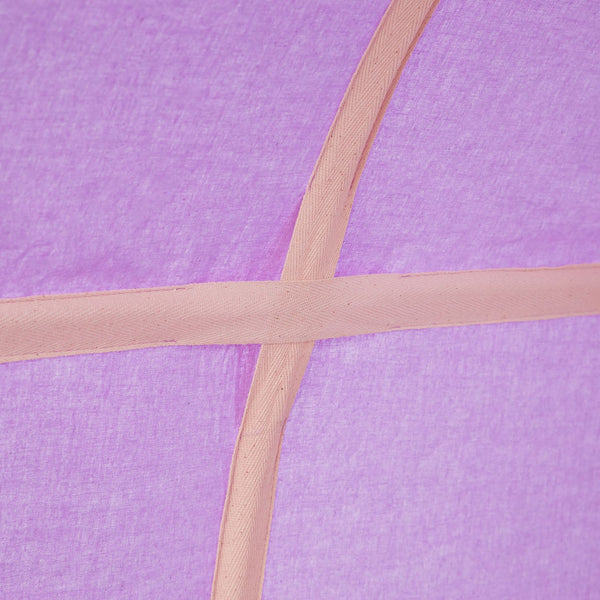 Hochbett Kinder 90x200 cm Weiss mit Vorhang in Lila Beige | Tunnel | ohne Lattenrost