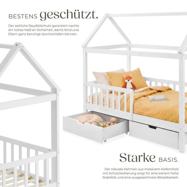 Kinderbett Hailey mit Schubladen Kiefernholz weiss 90 x 200 cm