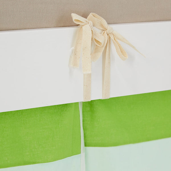 Hochbett Kinder 90x200 cm Weiss mit Vorhang in Grün | ohne Lattenrost