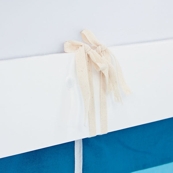 Hochbett Kinder 90x200 cm Weiss mit Vorhang in Blau | ohne Lattenrost