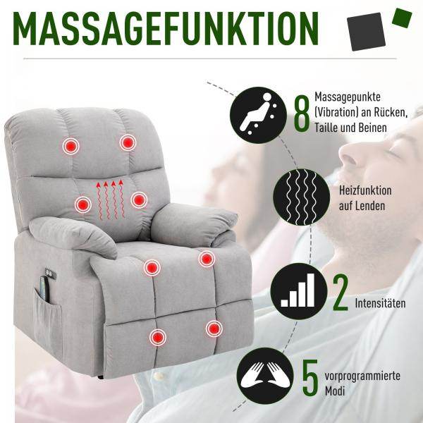 Massagesessel mit Wärmefunktion Flanell 83 cm x 95 cm x 105 cm