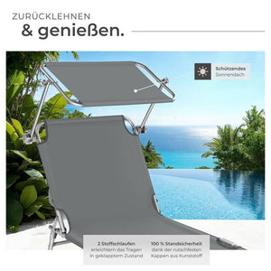 Gartenliege 4-stufig grau