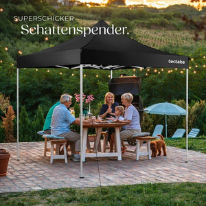 Faltbarer Garten Pavillon 3x3m mit 4 Seitenteilen schwarz