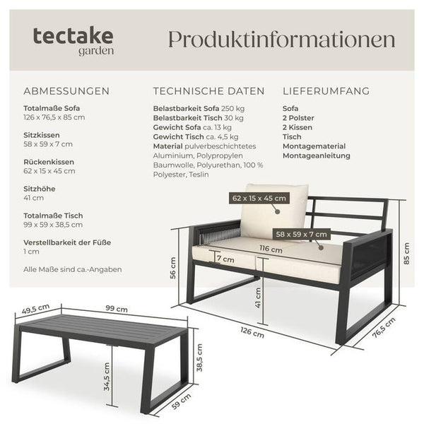 Gartenlounge-Set Captive im Rope-Design Set 2 (1 x Sofa / 1 x Tisch)