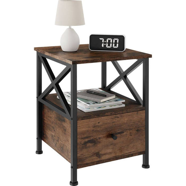 Nachttisch Falkirk Industrial Holz dunkel, rustikal