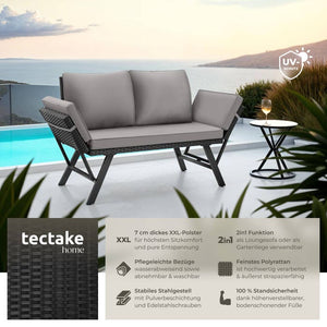 Rattan-Loungesofa Sintra hellgrau/schwarz