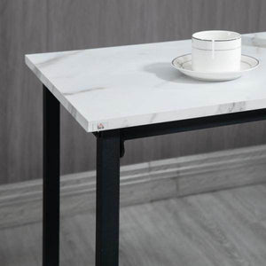 Bar-Set für 2 Personen, 1 Tisch mit 2 Barhockern, Tischplatte in Weisser Marmoroptik, Stahlrahmen