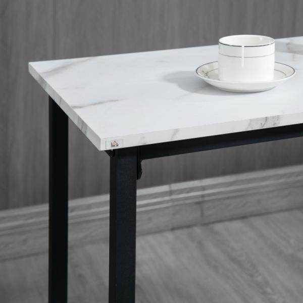 Bar-Set für 2 Personen, 1 Tisch mit 2 Barhockern, Tischplatte in Weisser Marmoroptik, Stahlrahmen
