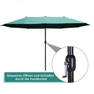 Sonnenschirm mit Handkurbel Gartenschirm Marktschirm Doppel 460x270cm Dunkelgrün