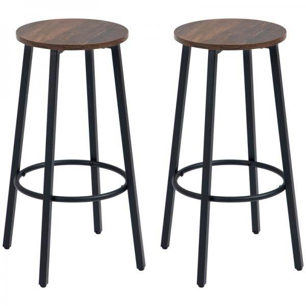 Barhocker-Set aus 2 Barstühlen im Industrial Design, Metallrahmen, Fussstütze