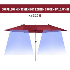 Sonnenschirm Doppelsonnenschirm Terrassenschirm mit Handkurbel Weinrot Oval