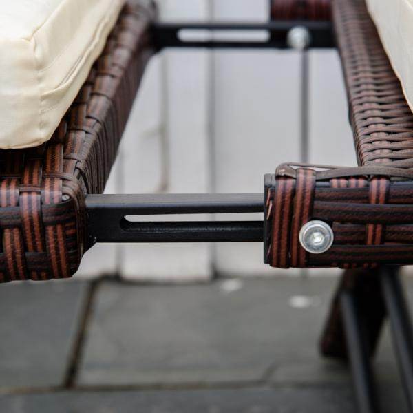 2er Gartensofa Loungesofa Gartenbank aufklappbar Armlehne Polyrattan Braun
