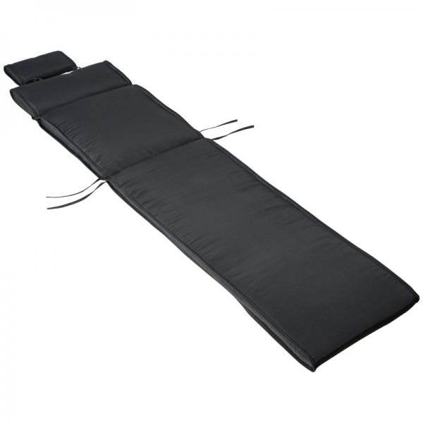 Liegenauflage Liegenpolster Gartenliege mit Kopfkissen abnehmbar Bezug Grau 198 x 53 x 5 cm