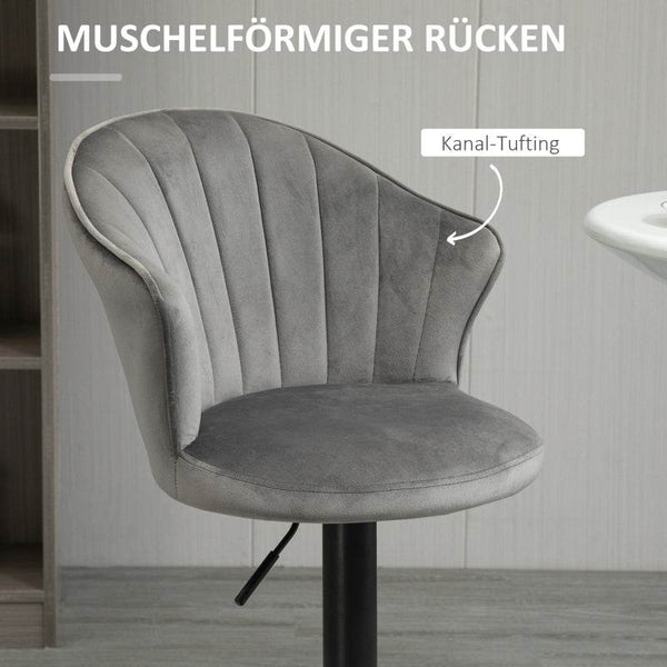 2er-Set Barhocker höhenverstellbarer Grau
