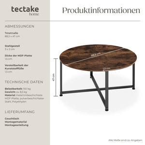 Couchtisch Aberdeen Industrial Holz dunkel, rustikal