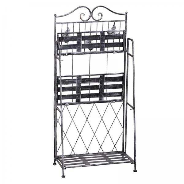 Pflanzregal Blumenregal 3 x Ebene Metall Klappbar Silbergrau