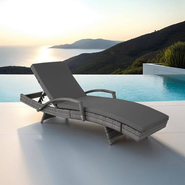 Aluminium Rattan Sonnenliege Océane grau