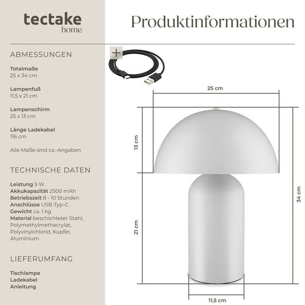Retro-Tischlampe Kade weiss