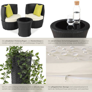 Aluminium Rattan Sitzgruppe Nizza schwarz