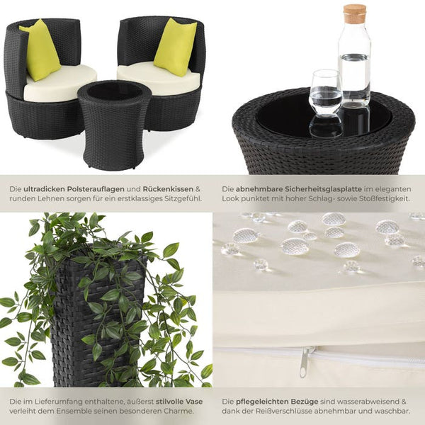 Aluminium Rattan Sitzgruppe Nizza schwarz