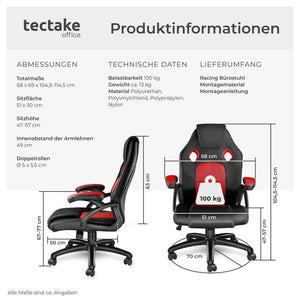 Mike office chair, black/red