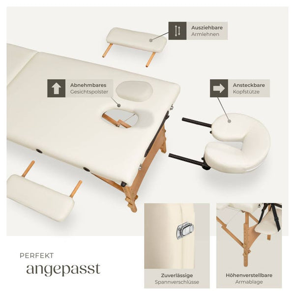 Lettino da massaggio a 2 zone con imbottitura da 5 cm, beige