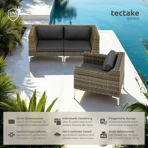 Modulares Rattanset Villanova Set 1 - 2-Sitzer (Ecke links + Ecke rechts + Sessel)
