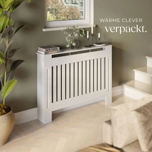 Heizkörperabdeckung Vila Lamellendesign mit Ablage weiss 78 x 19 x 82 cm