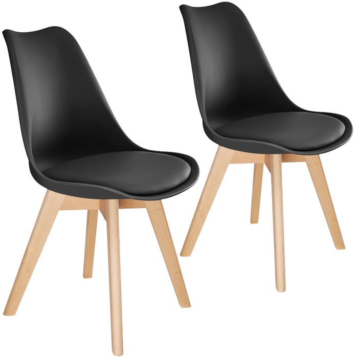 Ensemble de chaises de salle à manger Frederikke, noir, lot de 2 