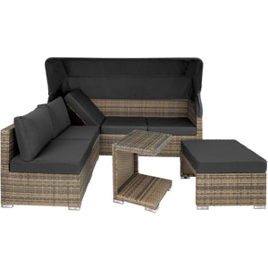 Rattan Lounge mit Aluminiumgestell San Marino natur