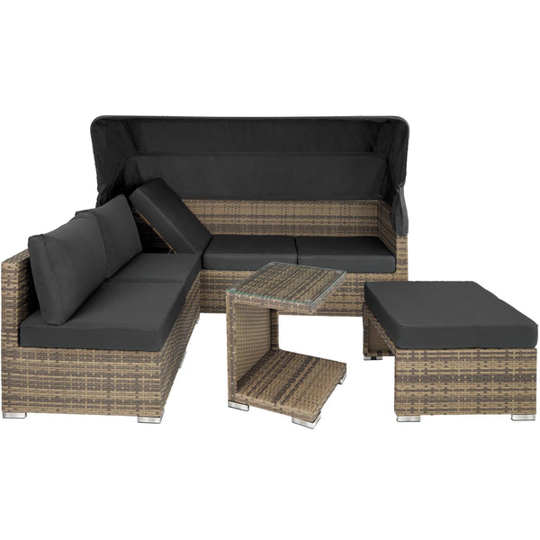 Rattan Lounge mit Aluminiumgestell San Marino natur