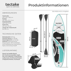 Stand-Up Paddle Board 2in1 Zenon weiss/türkis 320 cm ohne Kamerahalterung