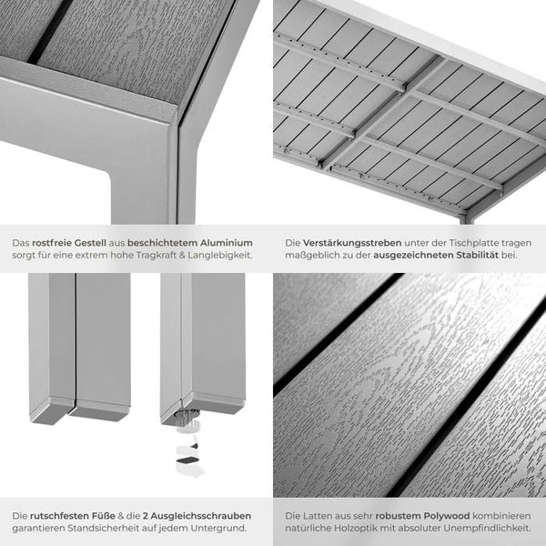 Gartentisch Bianca silber/grau