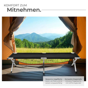 2 lits de camp en aluminium noir