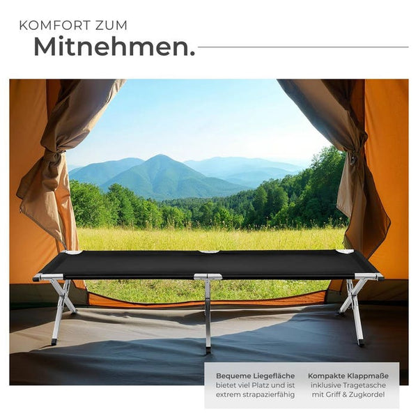 2 lits de camp en aluminium noir