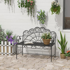 Gartenbank Sitzbank Gartenmöbel 2-Sitzer Metall Schwarz