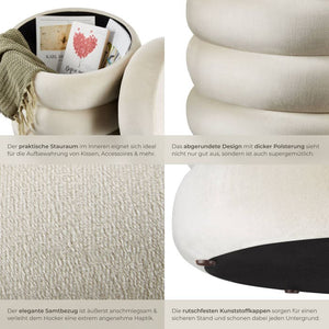 Sitzhocker Altu Samtoptik creme-weiss