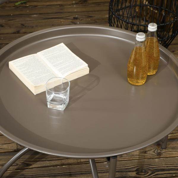 Gartenstuhl-Set, 2-tlg., Hocker/Beistelltisch, gr. Sitzkissen, Stahlrahmen, Farbe: Sand