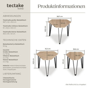 Beistelltisch-Set Torquay Industrial Holz hell, Eiche Sonoma