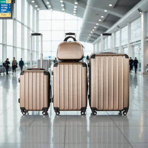 Hartschalenkoffer und Beauty-Case Set 4-tlg. Champagner