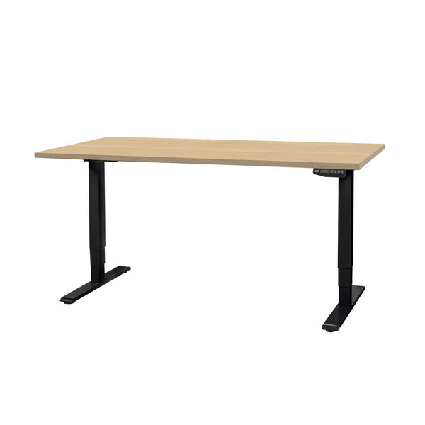 Scrivania da ufficio regolabile in altezza CONTINI 1,6x0,80m acero naturale / struttura ET225E nero RAL 9005