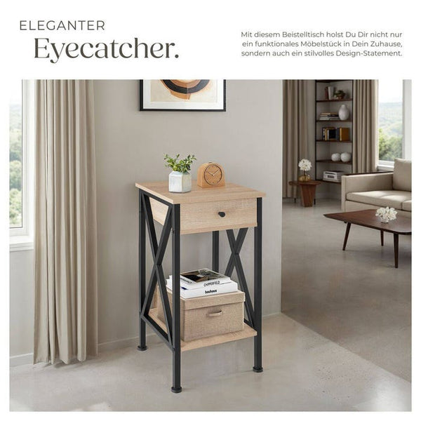 Beistelltisch Dayton 35x35x70,5cm Industrial Holz hell, Eiche Sonoma
