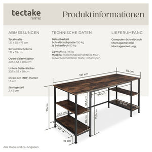 Computer-Schreibtisch Stoke Industrial Holz dunkel, rustikal