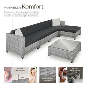 Aluminium Rattan Lounge hellgrau