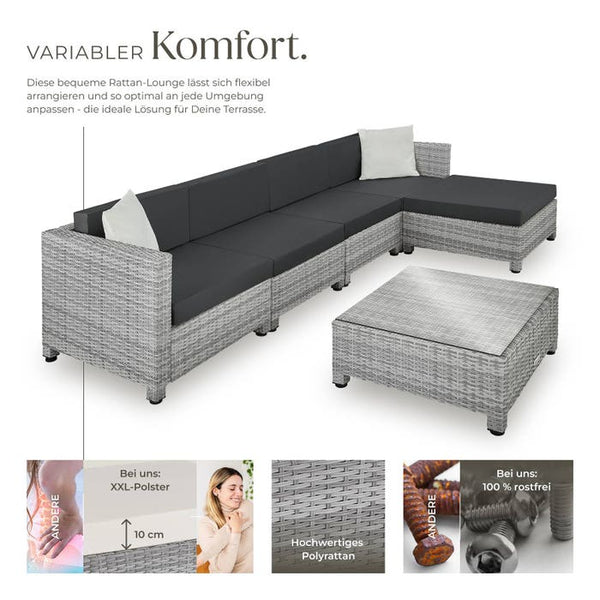 Aluminium Rattan Lounge hellgrau