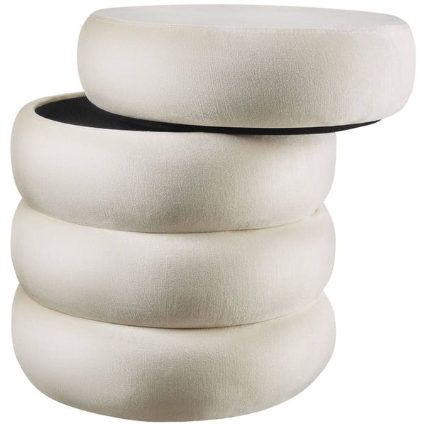 Sitzhocker Altu Samtoptik creme-weiss