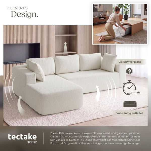 Sofa Relax Boneless L-Form Bouclé creme
